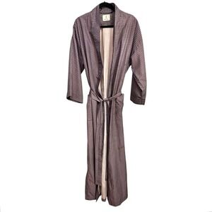 VTG 1970s Bill Blass Mens Robe Dressing Gown Brown Geometric Print Belted OS